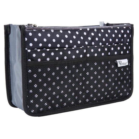 Periea Handbags - Periea Handbag Organizer Insert, Black with Polkadots